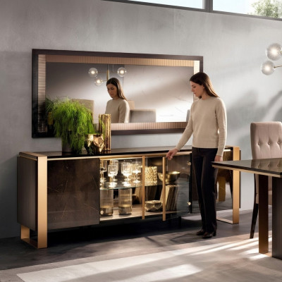 Ontwerper dressoir dressoir bijzettafel laag bord kast woonkamer rek luxe metaal