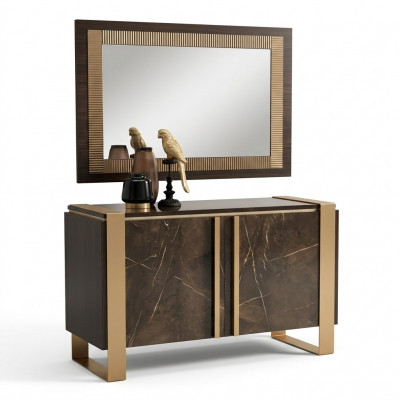 Meubelstijl Klassiek 2-delig set commode met spiegel Luxe Italiaanse meubels