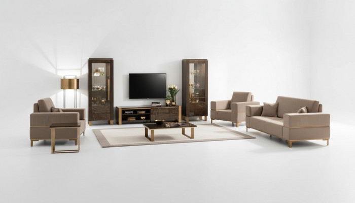 Wandmeubel TV Lowboard Elegante vitrine Woonkamer Design Klassiek 3-delig.