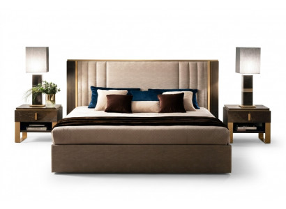 Bed 2x Nightstand Design Bedroom 3-piece. Classic Luxury Bed Set Furniture