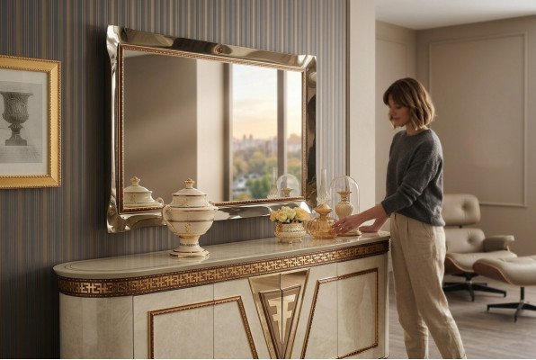 Spiegel Wandspiegel Flurspiegel Bad Flur Holz Wand Dekoration Spieglein Barock  Spiegel Wandspiegel Gangspiegel Badgang Houten Muurdecoratie Spiegeltje Barok