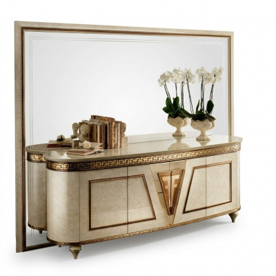 Spiegel ladekast kast dressoir slaapkamer set hout antieke stijl 2-delig
