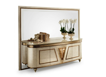 Spiegel ladekast kast dressoir slaapkamer set hout antieke stijl 2-delig