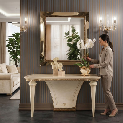 Meubelstijl barok console tafelspiegel hout Italiaanse tafels set van 2 stuks
