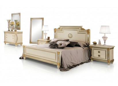 Bed 2x bedside table design bedroom Classic 3-piece Luxury Bed Set Furniture
