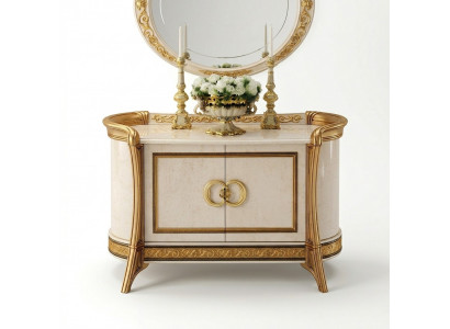 Ontwerpmeubels in barokstijl, beige luxe houten dressoir kast, Italiaanse meubels nieuw.
