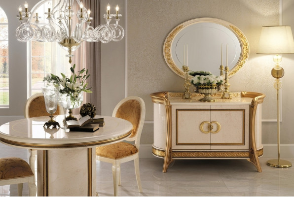 Meubelstijl Barok 2-delige set commode met spiegel Luxe hout Italiaanse meubels Nieuw