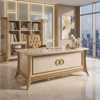 Ontwerp bureau, bureau, stoel, meubilair met stoel 2 delen. Arredoclassic.