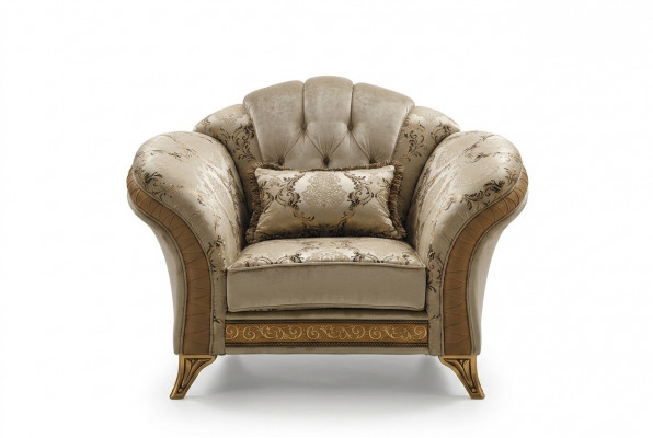 Woonkamer Luxe Fauteuil Hotel Bekleding Klassiek Eenpersoons Beige arredoclassic