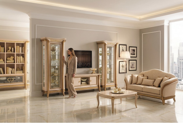 Ontwerp woonkamer wand dressoir 2x kast laag tv dressoir buffet 3-delig set vitrine