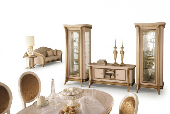 Woonkamerset Woonkamer Sideboard 2x Vitrine 3-delige woonwand arredoclassic  Woonkamerset Woonkamer Dressoir 2x Vitrine 3-delige wandmeubel arredoclassic