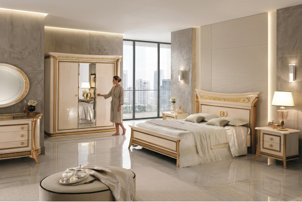 Bed 2x Nightstand 3-piece bedroom set Furniture Modern Beds arredoclassic new - Bed 2x Nachtkastje 3-delige slaapkamerset Meubilair Modern Bedden arredoclassic nieuw