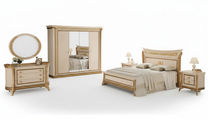 Bed 2x Nightstand 3-piece bedroom set Furniture Modern Beds arredoclassic new - Bed 2x Nachtkastje 3-delige slaapkamerset Meubilair Modern Bedden arredoclassic nieuw