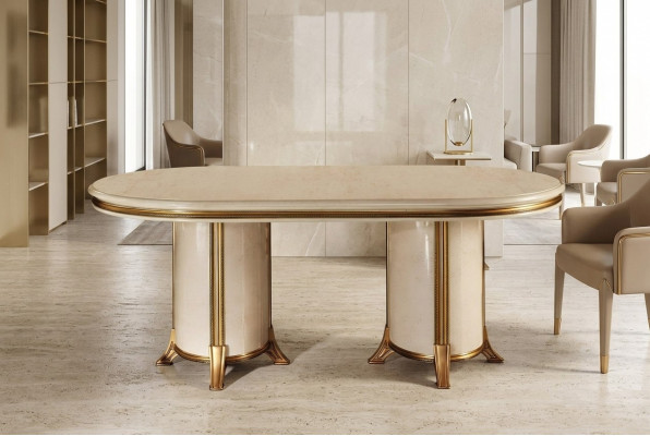 Eetkamer Woonkamer Klassiek Beige arredoclassic Eettafel Design Tafel Hout
