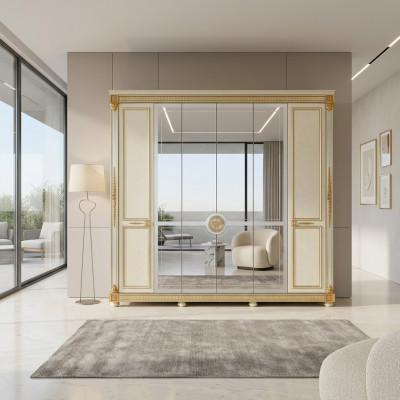 Klassieke kasten kast wandkast kledingkast 6 deuren hout nieuw meubilair