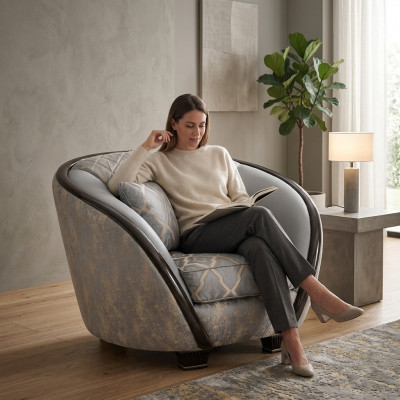 Ontwerp fauteuil stoffen bank bank gestoffeerde banken fauteuil televisiezitplaats 1 zitplaats arredoclassic