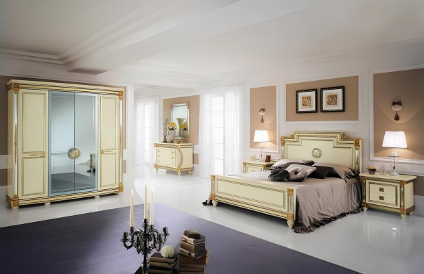 Luxe slaapkamerbed met gestoffeerd design, luxe tweepersoons hotelbedden kingsize bed.