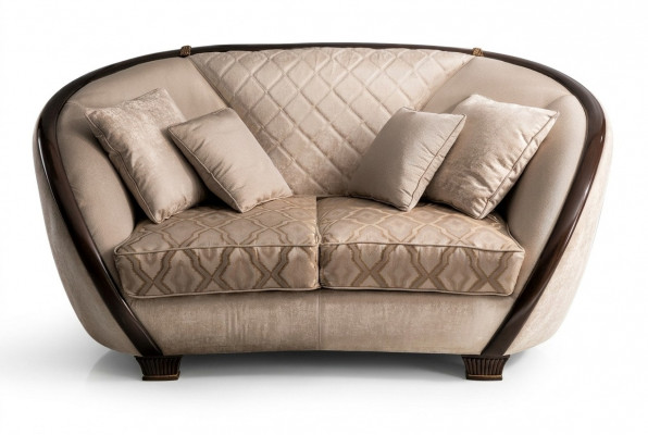 Woonkamer stoffen bank sofa 2-zits designbank beige textiel bekleding Wohnzimmer Stoffsofa Zweisitzer Designer-Sofa beige Textilbezug