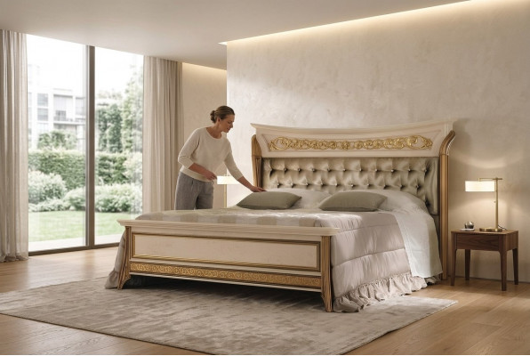 Bed gestoffeerd bed bedden gestoffeerde ontwerper hotel tweepersoonsbed 180x200 arredoclassic