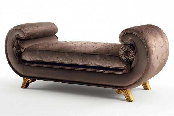 Woonkamer lounge meubels Klassieke design bank Bruin Textiel Chaise longue Nieuw
