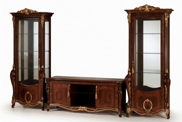 Woonkamerset Ontwerper Woonkamer Dressoir 2x Vitrine 3-delige Woonwand Nieuw  Woonkamerset Ontwerper Woonkamer Dressoir 2x Vitrine 3-delige Woonwand Nieuw