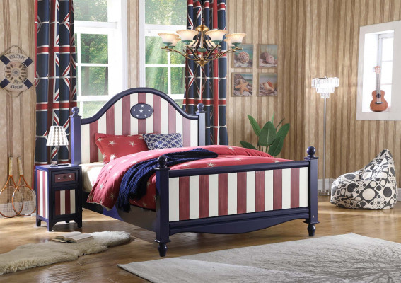 Amerikaans Bed Kinderkamer Bedden Slaapkamer Hout echt hout Meubels Blauw Ontwerp
