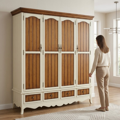 Slaapkamer houten kledingkast 3-deurs wandkast Kasten Kledingkasten