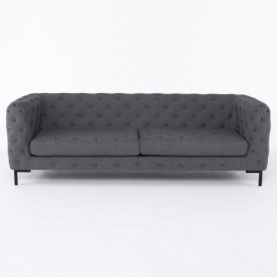 Grijze gestoffeerde Chesterfield 3-zits luxe woonkamerbank
