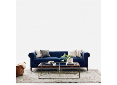 Chesterfield Sofa Bank Polster Leer Stof Banken Polster Set 4-zits