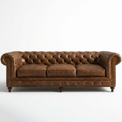 Ontwerper Chesterfield bruine driezitter luxe 3-zitsbank