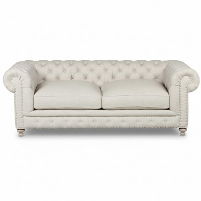 Witte gestoffeerde Chesterfield 3-zits luxe woonkamerbank