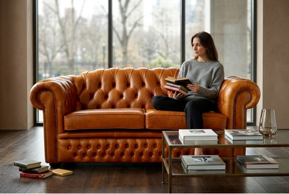 Chesterfield Bank Bankstel Bekleding Stof Leer Bankstellen Bruine Set 3-Zitter