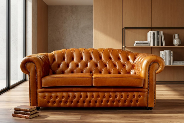Chesterfield Bank Bankstel Bekleding Stof Leer Bankstellen Bruine Set 3-Zitter