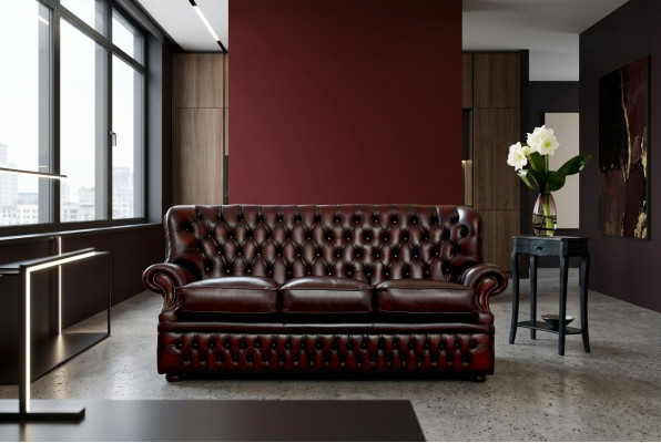 Bruine Chesterfield 3-zitsbank in antieke stijl designer woonkamerbank