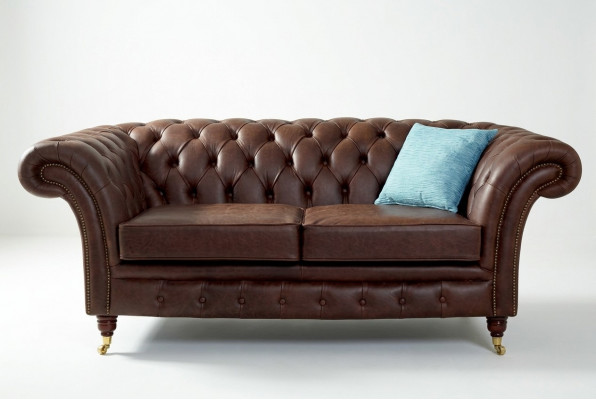 Chesterfield Herenclubbank Sofa Leren Bekleding 2-Zits Bruin NIEUW jvmoebel ®