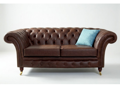 Chesterfield Herenclubbank Sofa Leren Bekleding 2-Zits Bruin NIEUW jvmoebel ®
