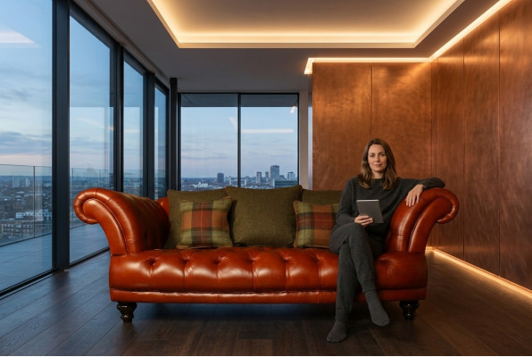Bruin lederen Chesterfield bank bank stof bankstel 3 zits Nieuw