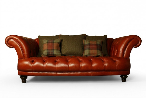 Bruin lederen Chesterfield bank bank stof bankstel 3 zits Nieuw