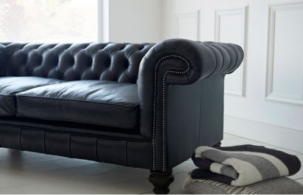 Ontwerper grijze Chesterfield 3-zits luxe woonkamerbank