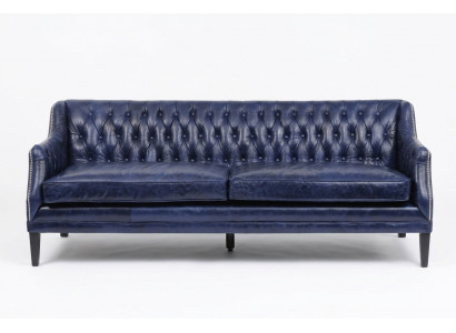 Blauwe Chesterfield bank Bank bekleding stof leder bankstel 4-zits nieuw