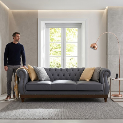 Chesterfield bank bank bekleding leer banken stof bekleding suite