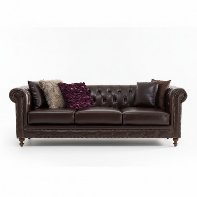 Chesterfield Bank Bank Bekleding Stof Leder Bankstel Bekleding Set 3 Zitter