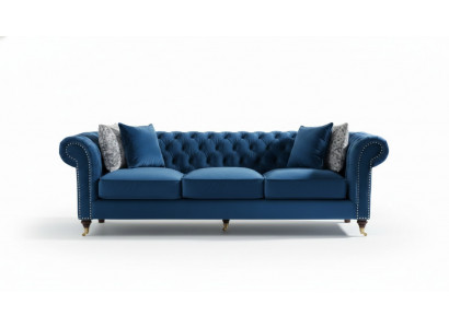 Blauw Chesterfield Bank Luxe Woonkamer Bank Stoffen Bankstel