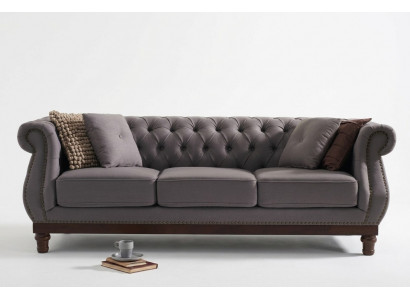 Grijze Chesterfield bank bank bekleding stoffen bank designer 3-zits