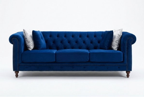 jvmoebel ® - Lederen Sofa Bank - Koninklijk Blauw Bekleding Driezitsbankstel