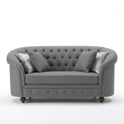 Klassieke Textielbank - Grijze Chesterfield-stoffen 2-zitsbank Nieuw jvmoebel ®