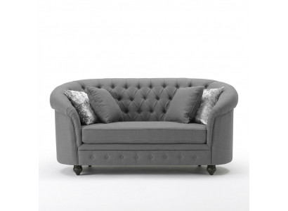 Klassieke Textielbank - Grijze Chesterfield-stoffen 2-zitsbank Nieuw jvmoebel ®