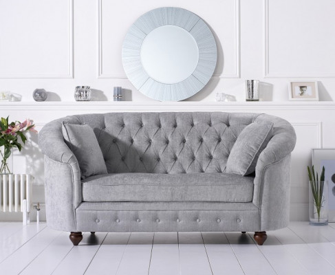 jvmoebel ® - Landhuis Designer Bank - Chesterfield Textiel Sofa Grijs Stof Nieuw
