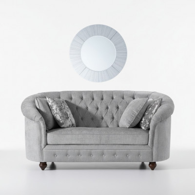 jvmoebel ® - Landhuis Designer Bank - Chesterfield Textiel Sofa Grijs Stof Nieuw