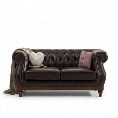 Lederen Chesterfield Heren Club Sofa Bank Bekleding Tweezits Bruin NIEUW jvmoebel ®